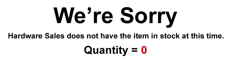 Out Of Stock On That Item